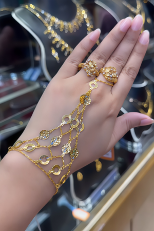 Traditional Gold Plated Kundan Pearl Hath Phool