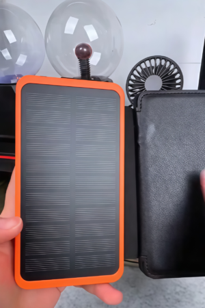 Solar Power Bank With 2 Usb Ports Waterproof Portable External Battery Compatible With Smartphones, Tablets And More