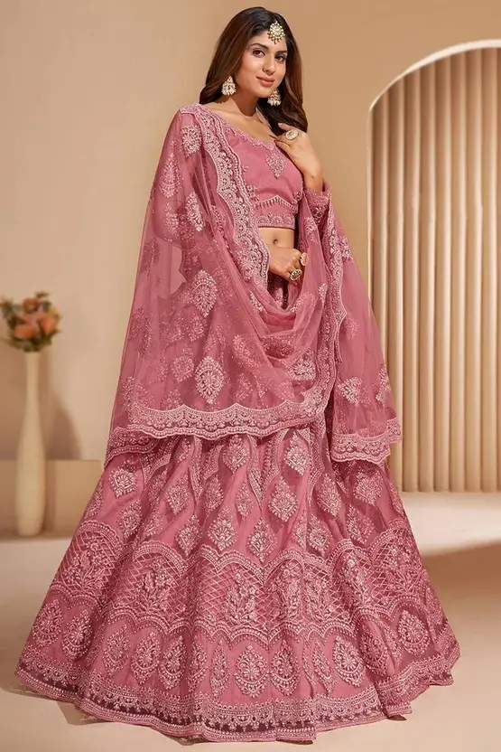 Embroidered Semi Stitched Lehenga Choli - Image 3