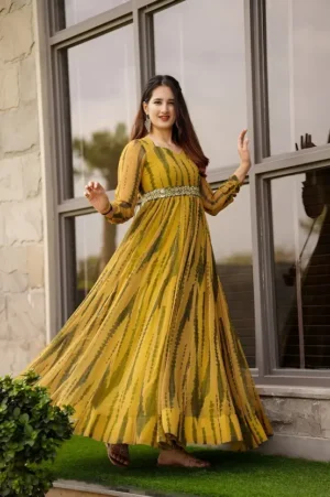 Printed Georgette Stitched Anarkali Gown