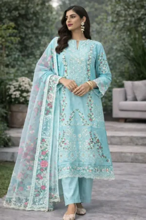 Unstitched Pure Cotton Salwar Suit Material Embroidered