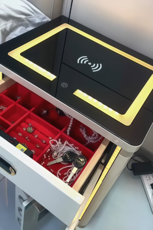 Smart LED Nightstand with 2 Drawers with Solar Power