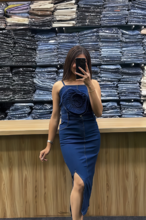 Women Acid Wash Strappy Midi Dress