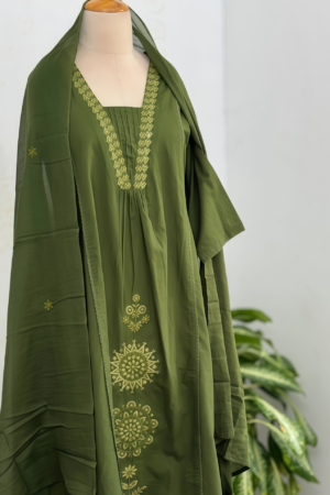 Pure Cotton Embroidered Anarkali Set