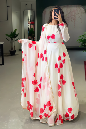 Floral Print Georgette Stitched Anarkali Gown