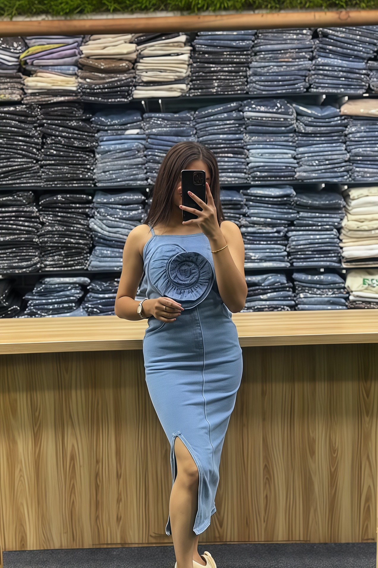 Women Acid Wash Strappy Midi Dress - Image 2