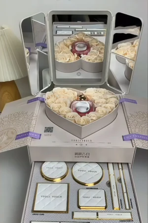 Luxury Heart-Shape Rose Makeup Gift Box Set – Premium Cosmetic & Beauty Gift Kit