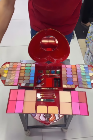 Professional Heart Shape All-in-One Makeup Kit – Complete Cosmetic Set with Mirror
